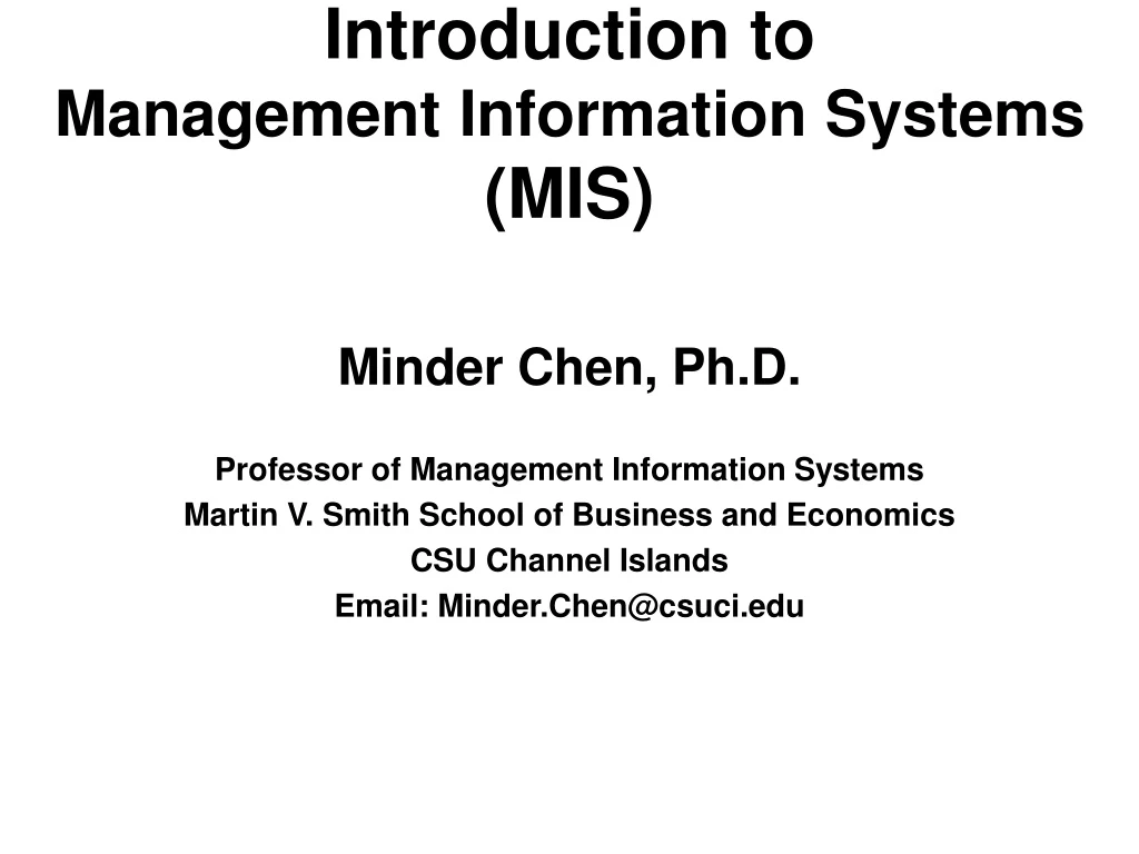 introduction to management information systems mis