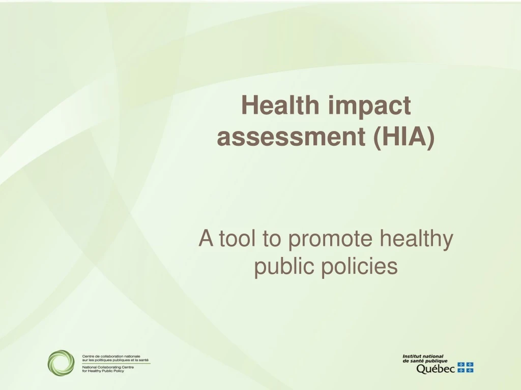 health impact assessment hia