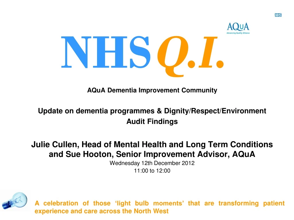 aqua dementia improvement community update