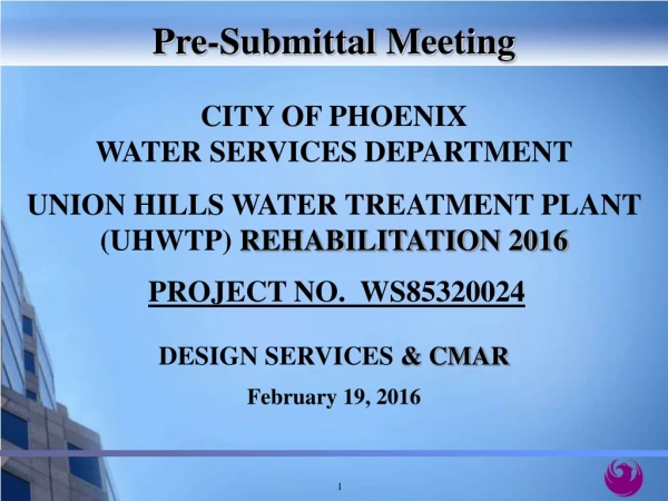 CITY OF PHOENIX  WATER SERVICES DEPARTMENT