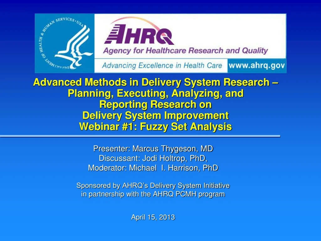 advanced methods in delivery system research
