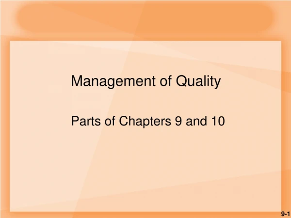Management of Quality