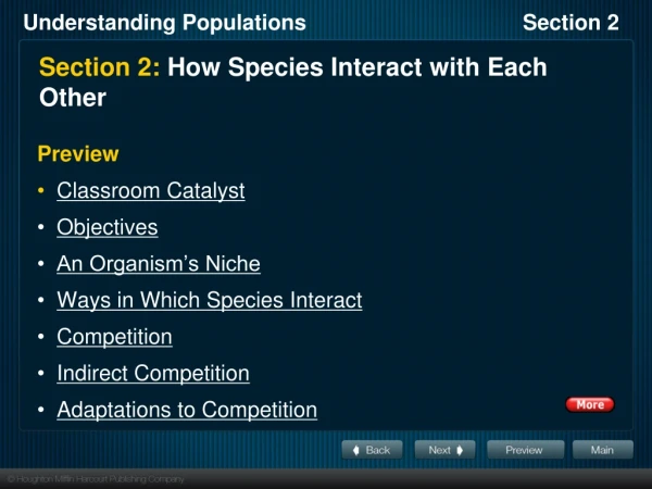 Section 2:  How Species Interact with Each Other