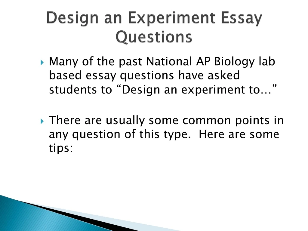 design an experiment essay questions