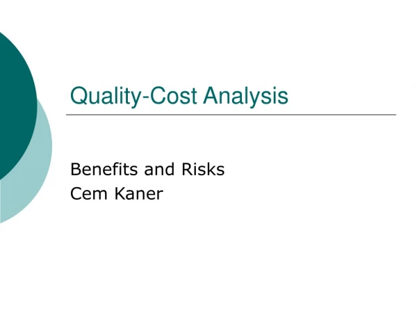 Quality-Cost Analysis