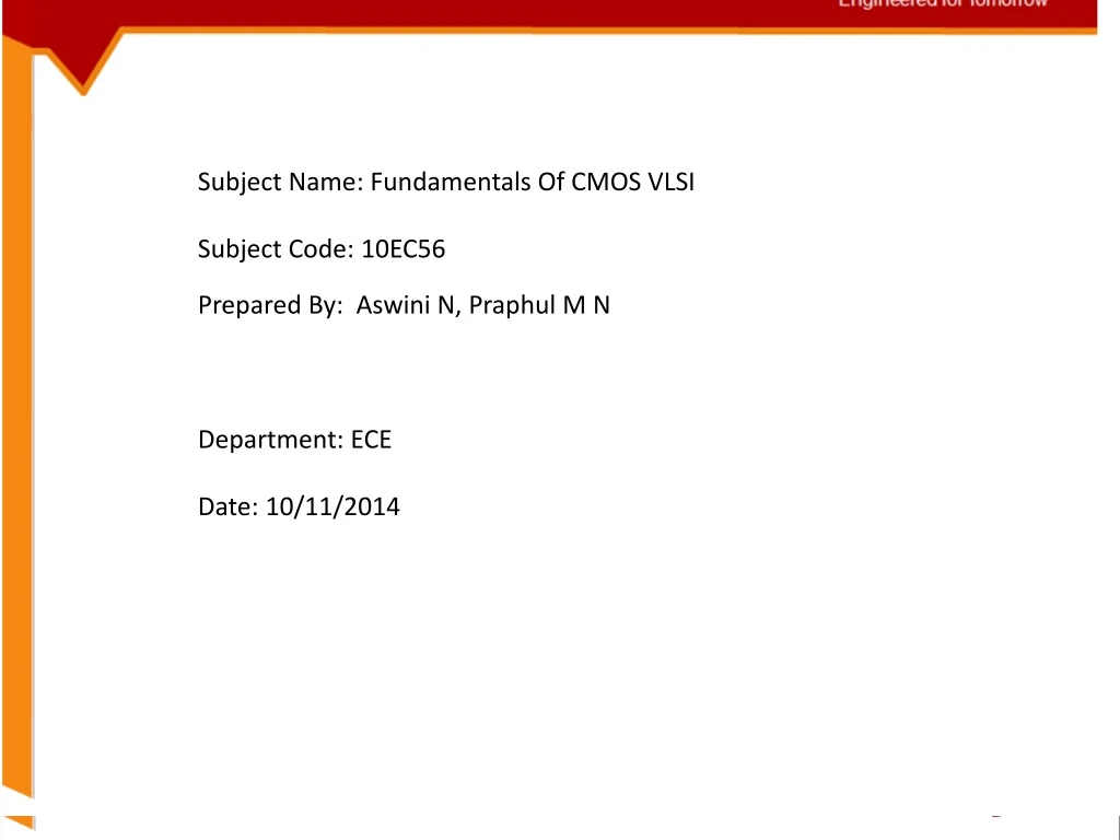 subject name fundamentals of cmos vlsi subject