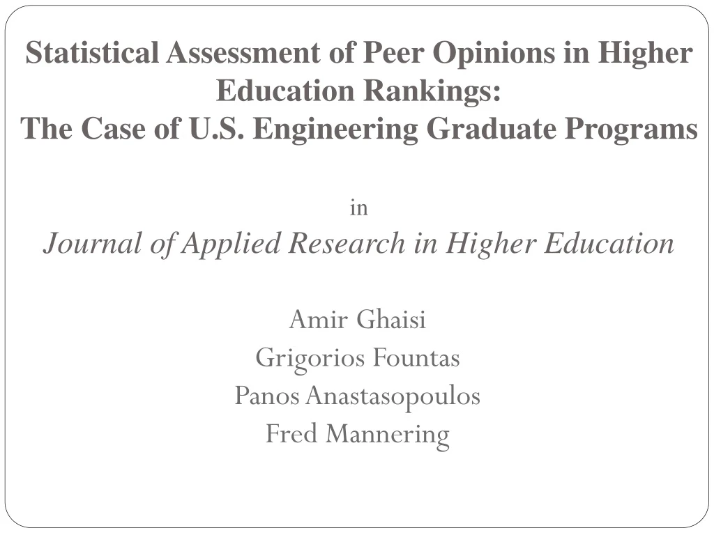 statistical assessment of peer opinions in higher