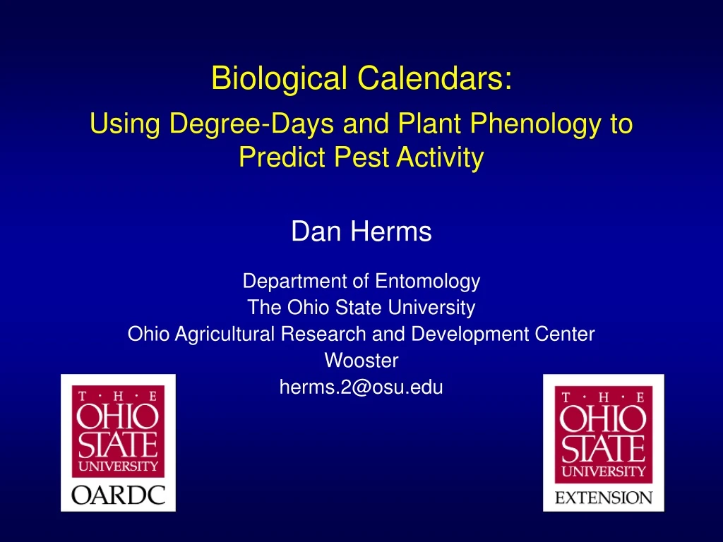 biological calendars using degree days and plant