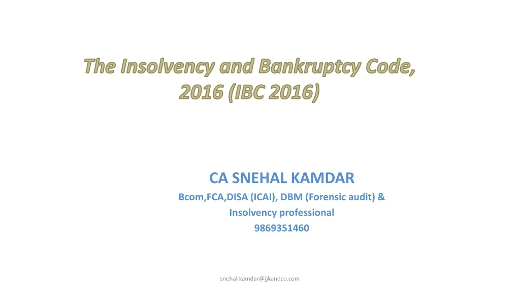 ca snehal kamdar bcom fca disa icai dbm forensic audit insolvency professional 9869351460