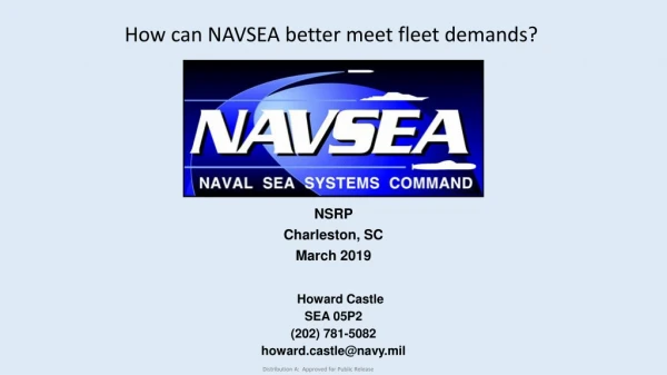 NSRP  Charleston, SC March 2019 Howard Castle SEA 05P2 (202)  781-5082 howardstle@navy.mil