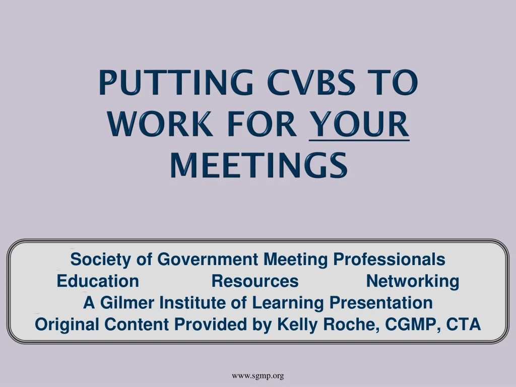 putting cvbs to work for your meetings