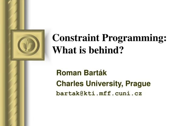 Constraint Programming: What is behind?