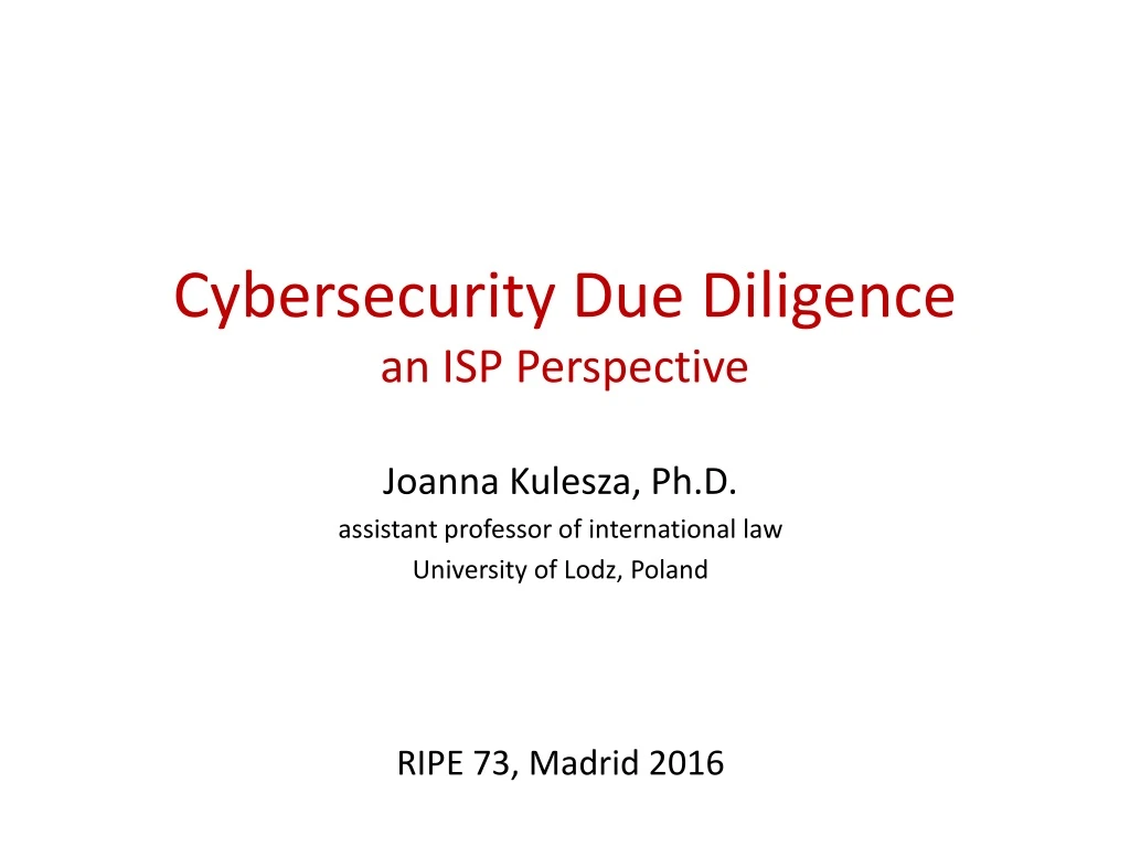 cybersecurity due diligence an isp perspective