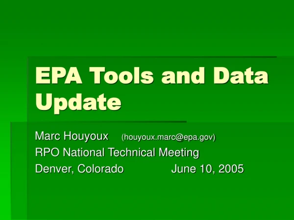 EPA Tools and Data Update