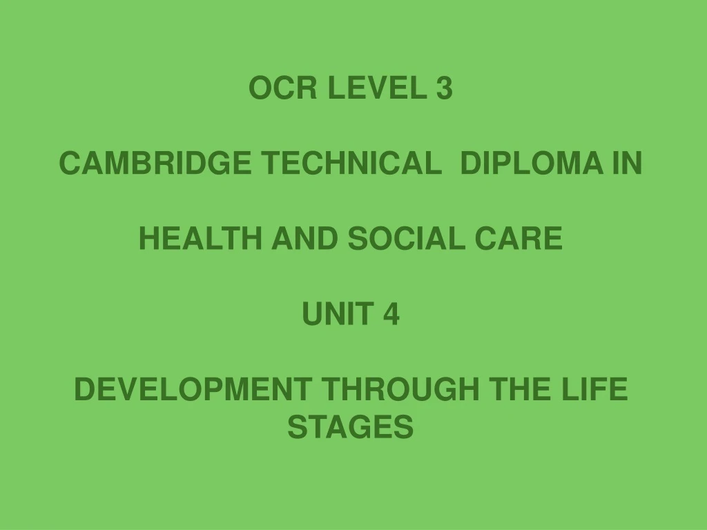 ocr level 3 cambridge technical diploma in health