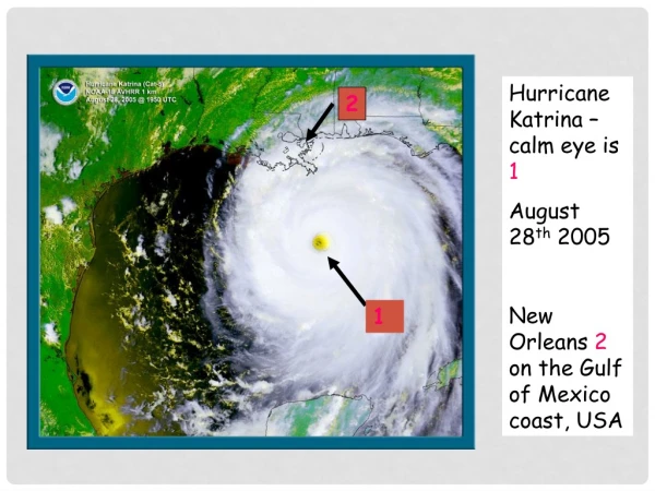 Hurricane Katrina – calm eye is  1 August 28 th  2005