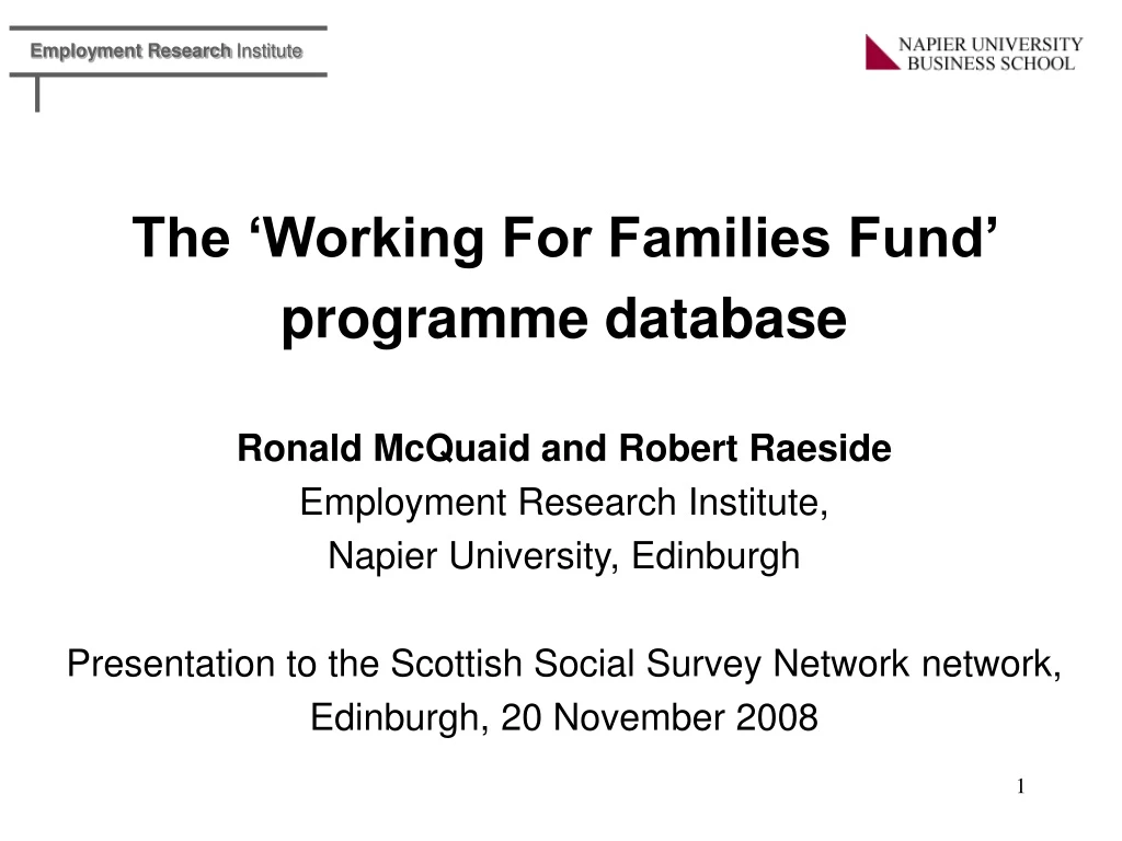 the working for families fund programme database