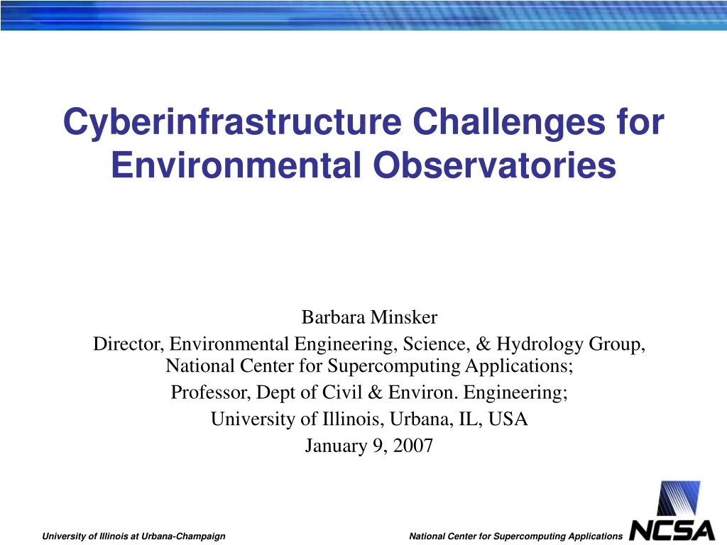 cyberinfrastructure challenges for environmental observatories