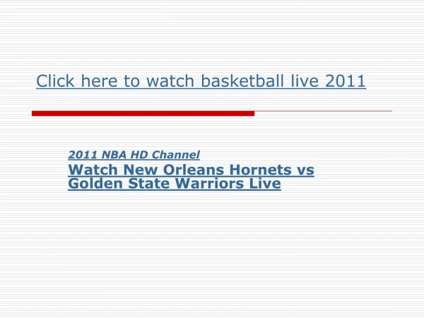 2011 NBA Channel || New Orleans Hornets vs Golden State Warr
