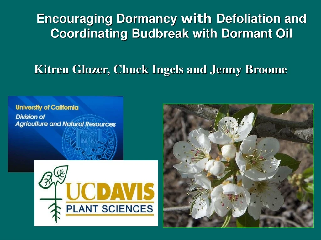 encouraging dormancy with defoliation