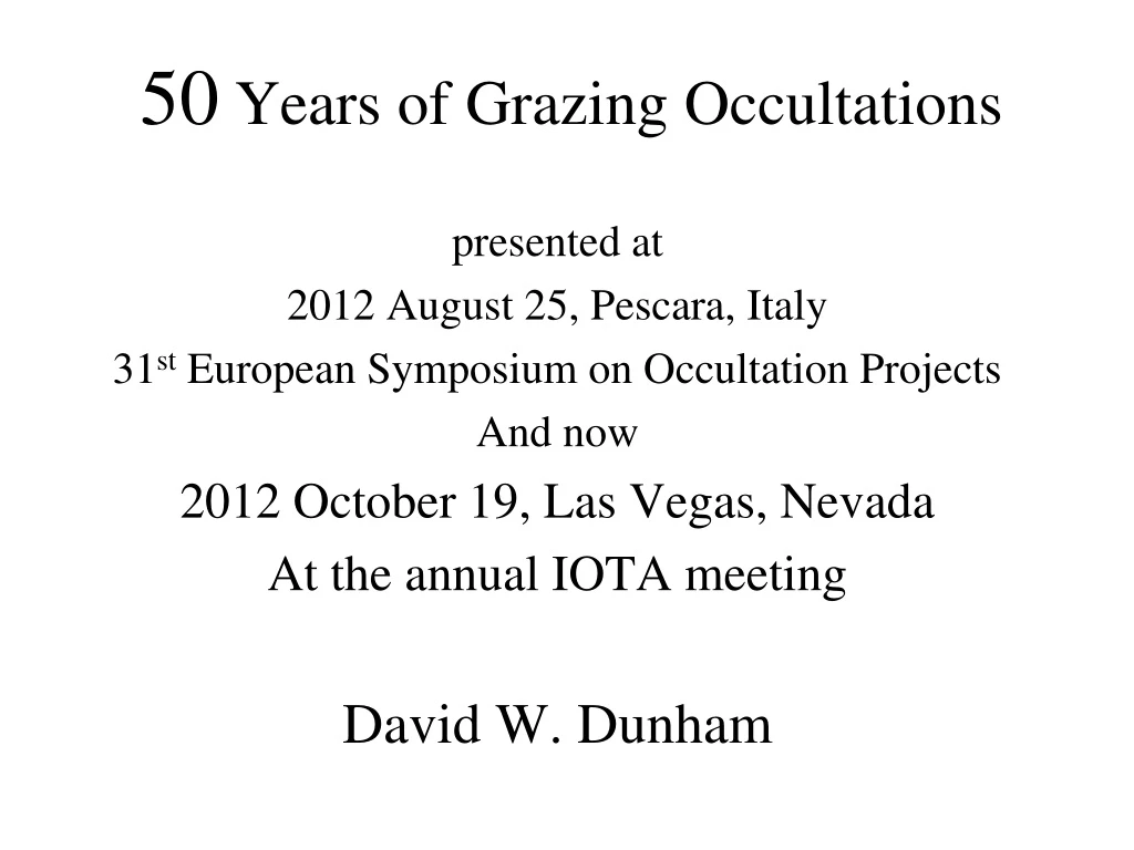 50 years of grazing occultations