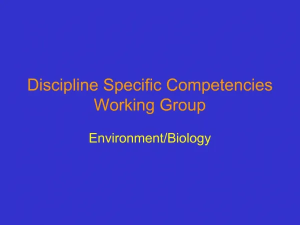 Discipline Specific Competencies Working Group