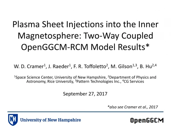 Plasma Sheet Injections into the Inner Magnetosphere: Two-Way Coupled OpenGGCM-RCM Model Results*