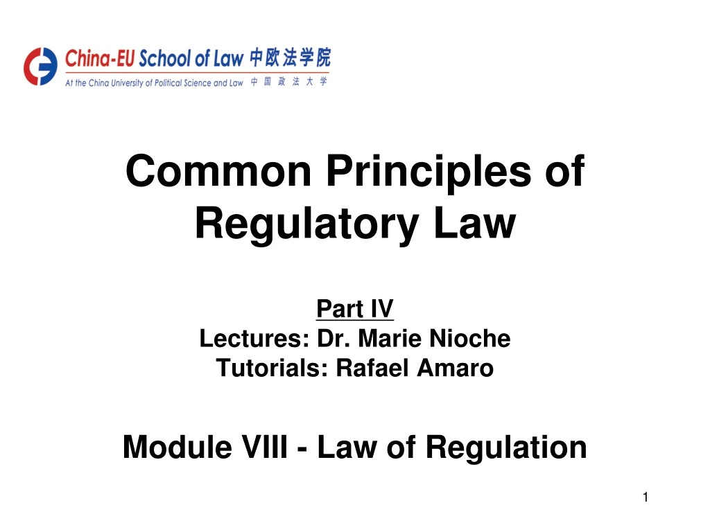 common principles of regulatory law