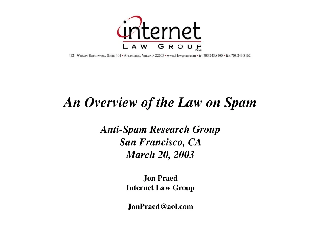 an overview of the law on spam anti spam research