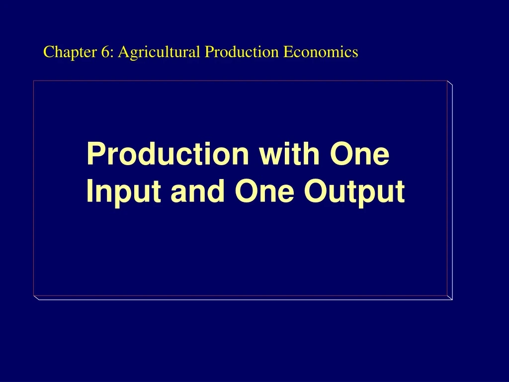 chapter 6 agricultural production economics