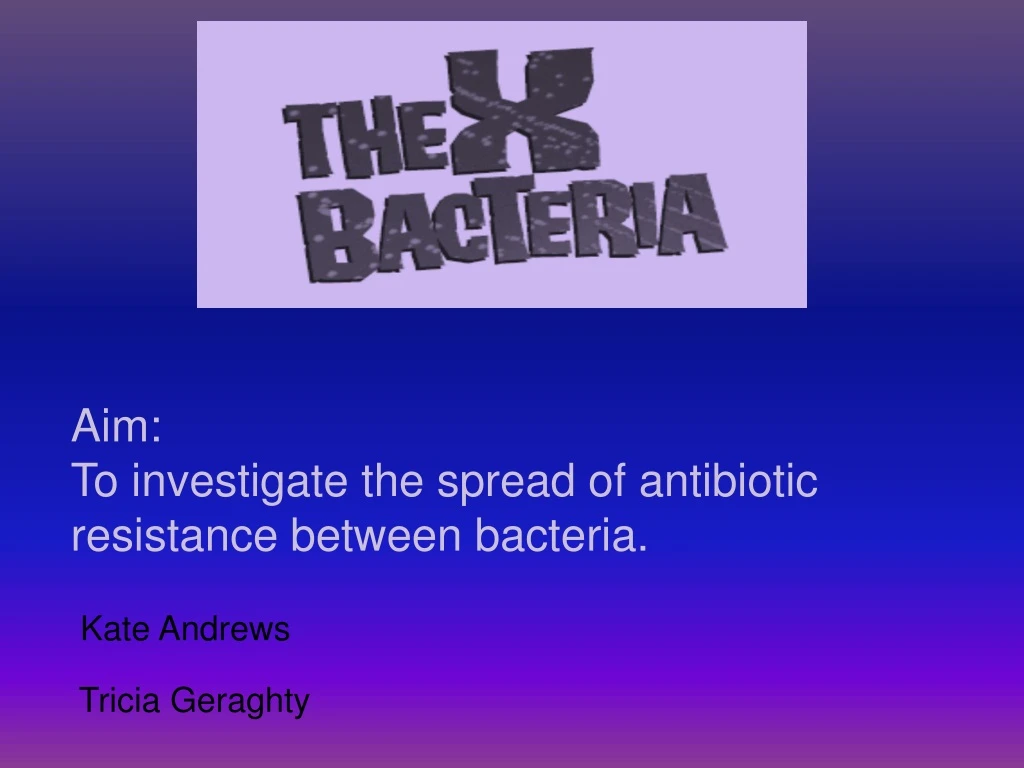 aim to investigate the spread of antibiotic