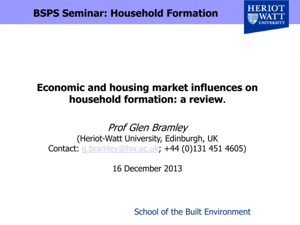 BSPS Seminar: Household Formation