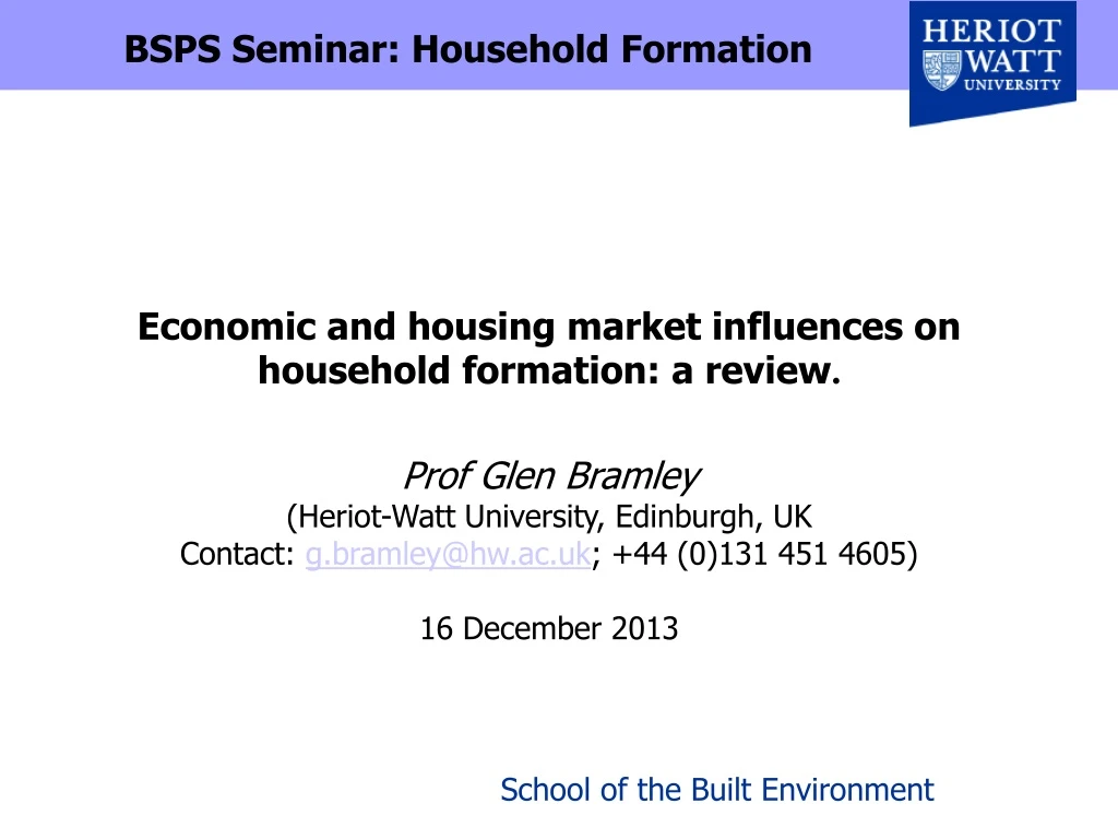 bsps seminar household formation