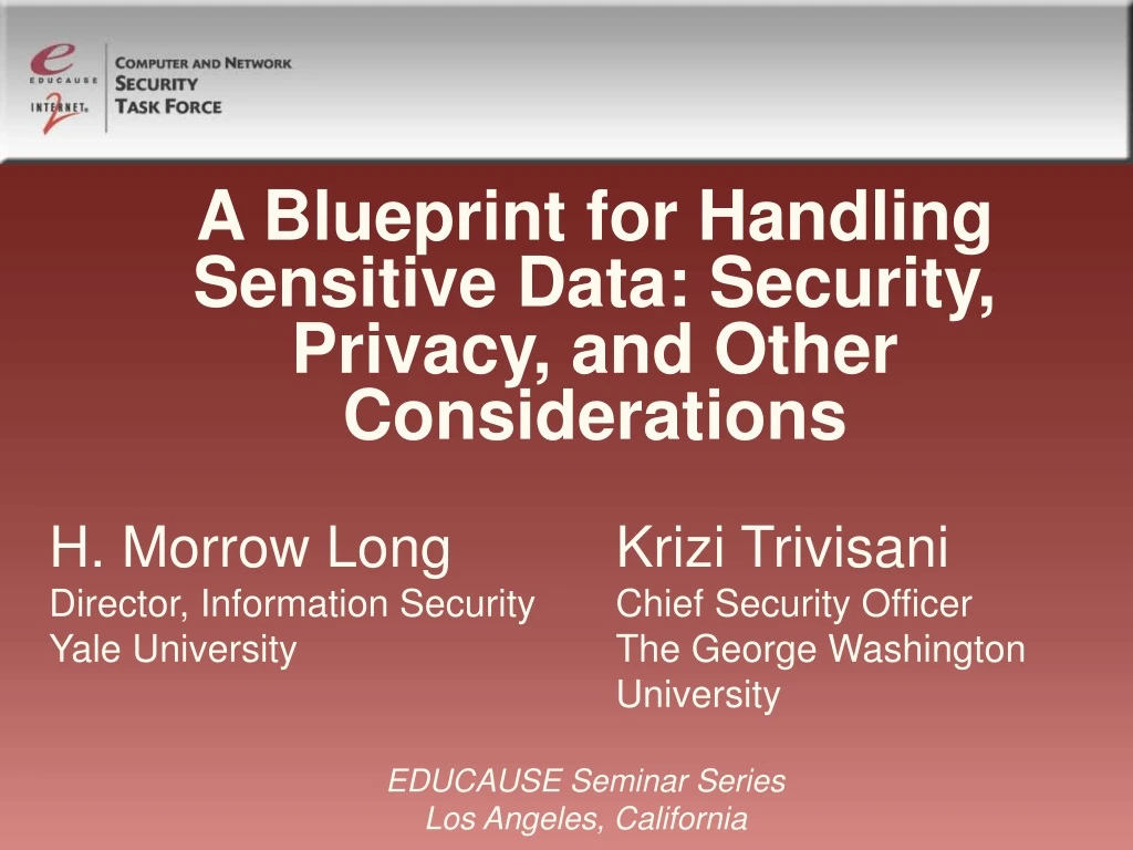 a blueprint for handling sensitive data security privacy and other considerations