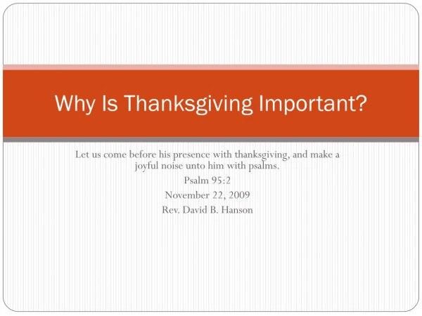 Why Is Thanksgiving Important?