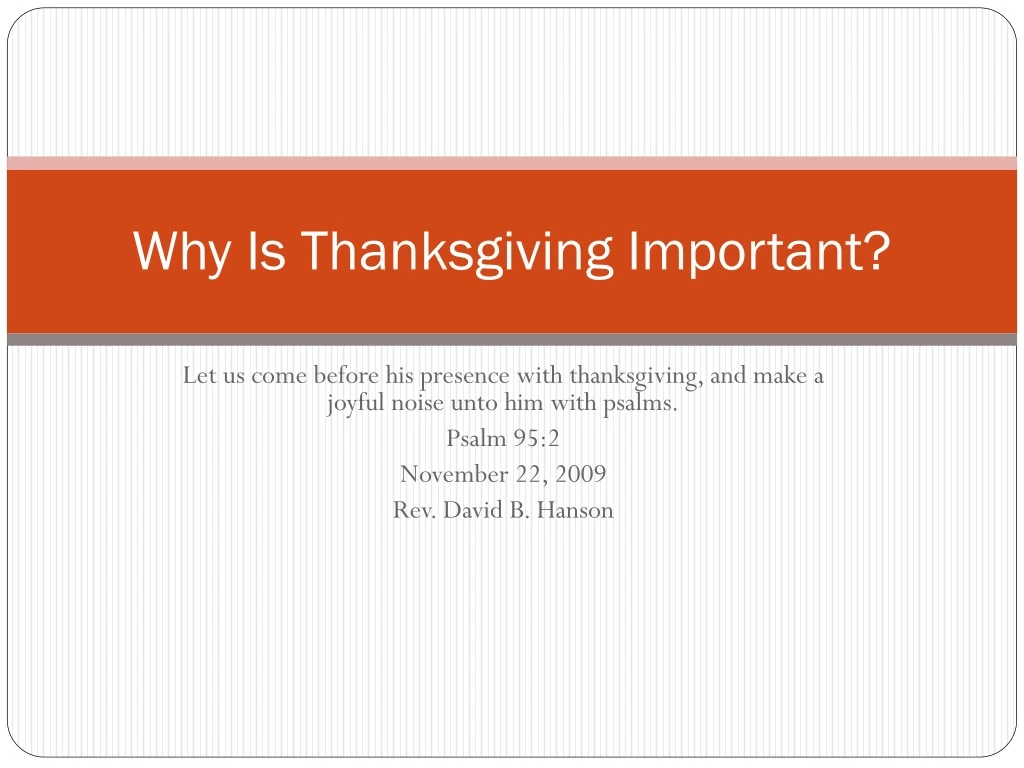 why is thanksgiving important