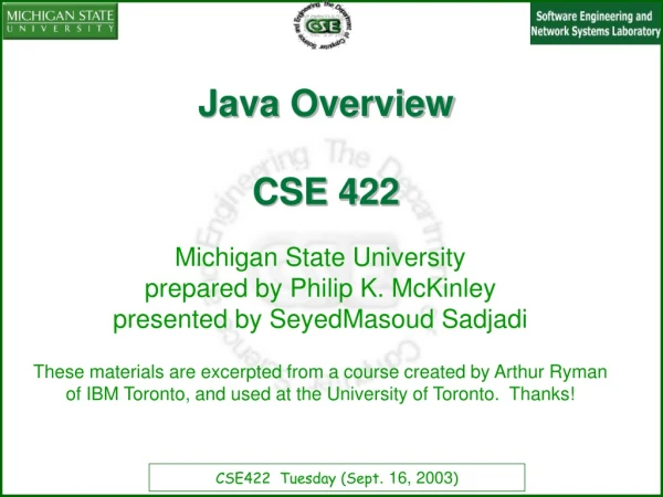 Java Overview CSE 422