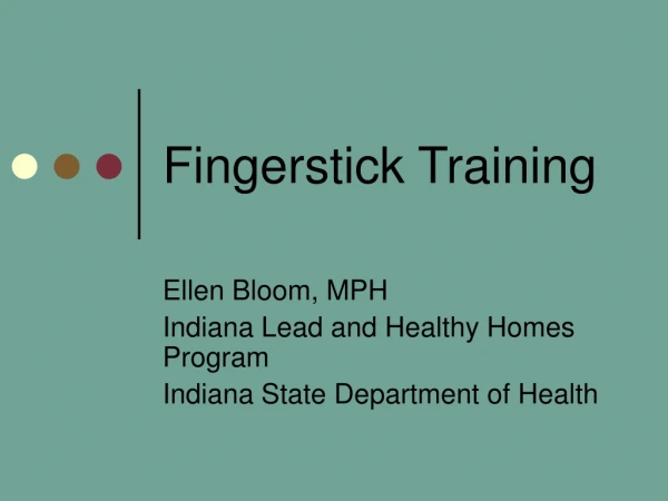 Fingerstick Training