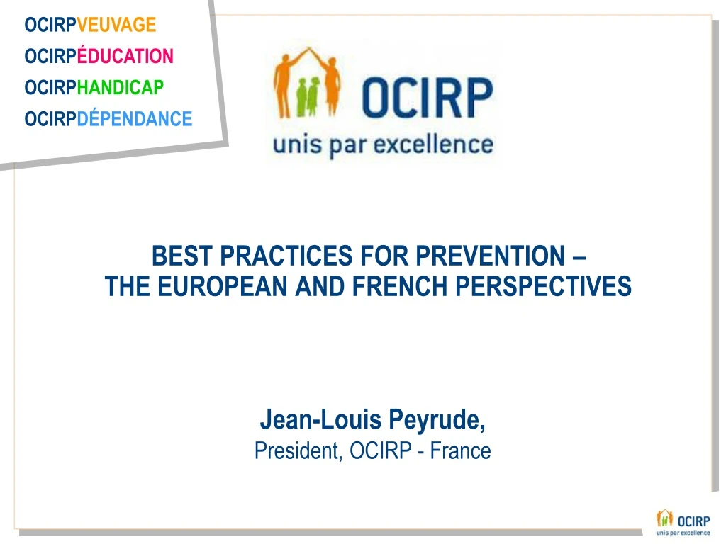 best practices for prevention the european and french perspectives