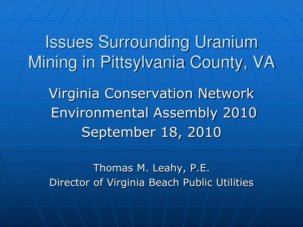 issues surrounding uranium mining in pittsylvania county va