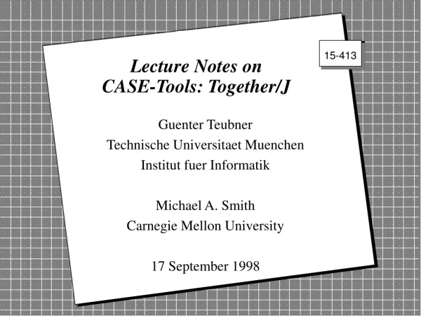 Lecture Notes on  CASE-Tools: Together/J