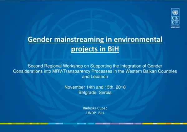 Gender mainstreaming in environmental  projects in BiH