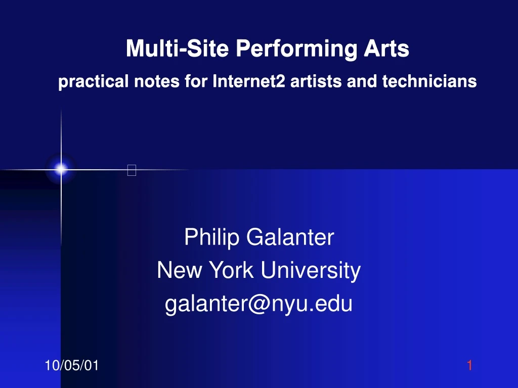 multi site performing arts practical notes for internet2 artists and technicians