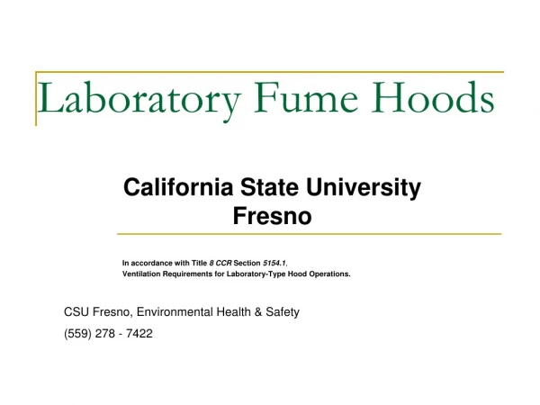 Laboratory Fume Hoods