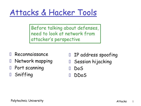 Attacks &amp; Hacker Tools