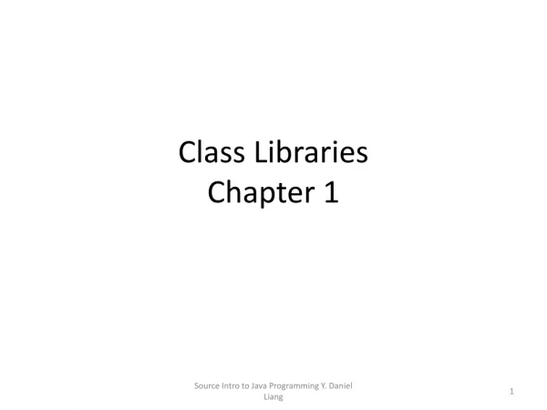 Class Libraries Chapter 1