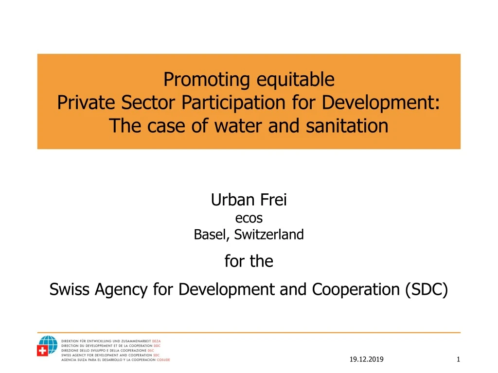 promoting equitable private sector participation for development the case of water and sanitation