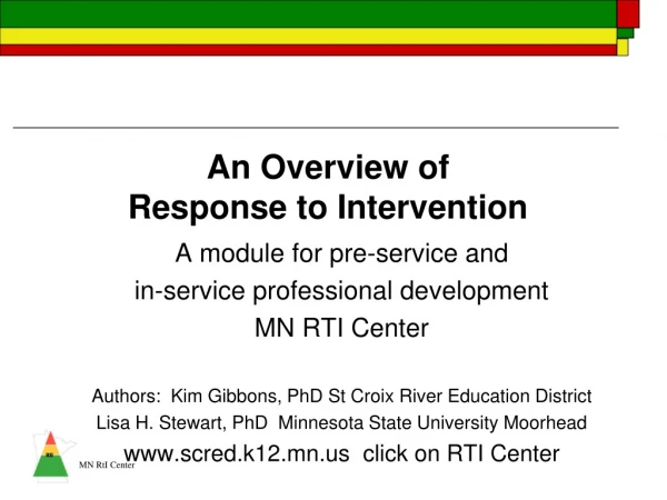 An Overview of  Response to Intervention