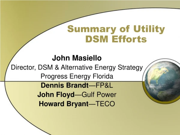 Summary of Utility DSM Efforts