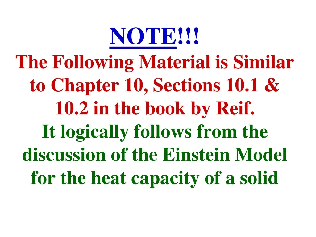 note the following material is similar to chapter